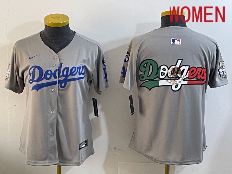 Women Los Angeles Dodgers Blank Grey Game 2024 Nike MLB Jersey style 12057->youth mlb jersey->Youth Jersey